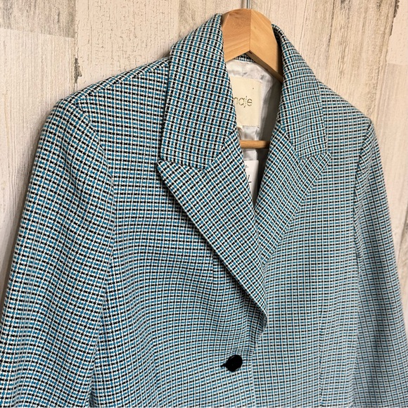 Maje Vikar Blue Double Button Tweed Blazer Shorts Set Size 38 US M Classic - Picture 7 of 16